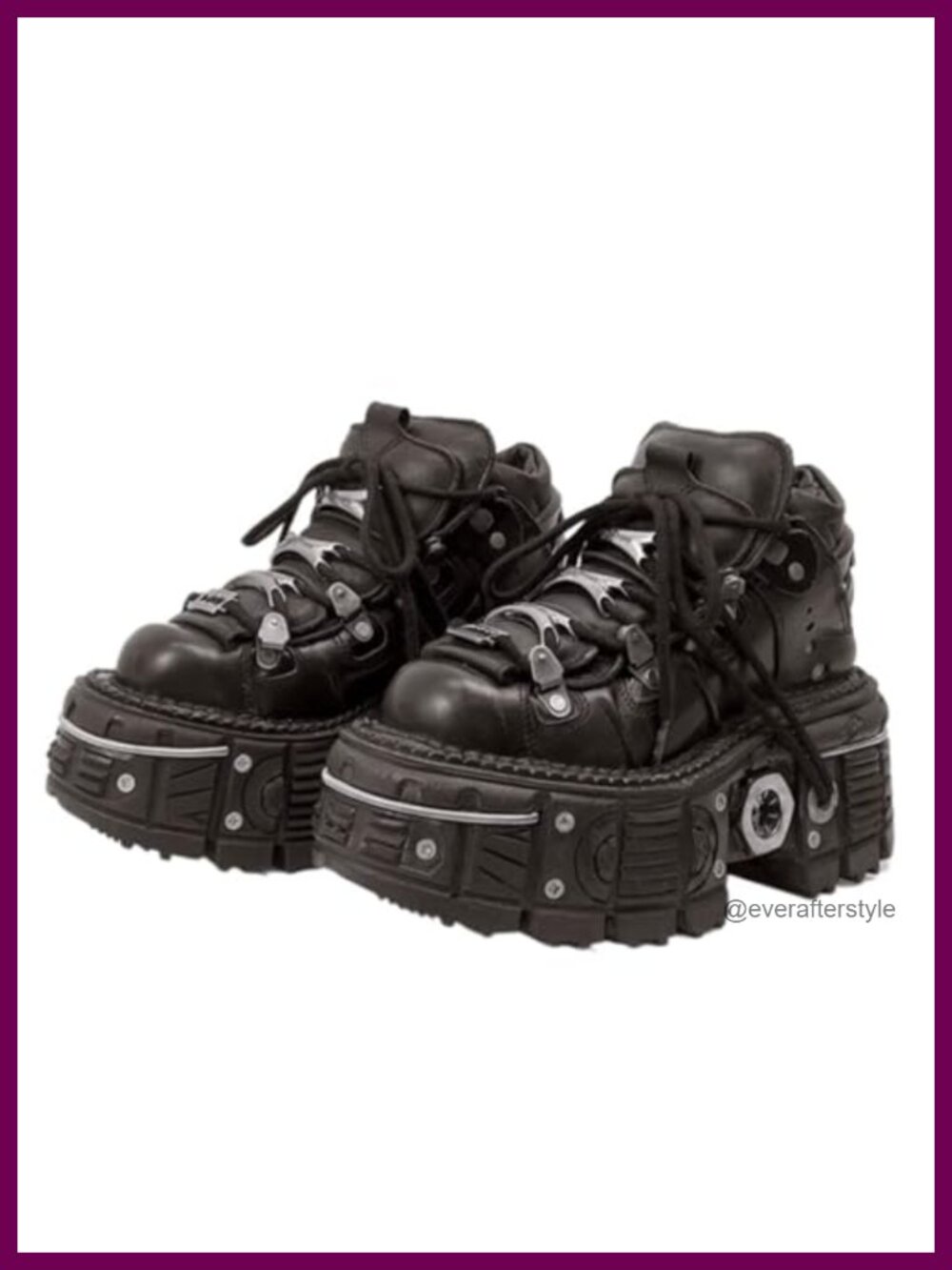 PU Leather Platform Derby Sneakers Y2K Grunge Punk Skull Metal Accent